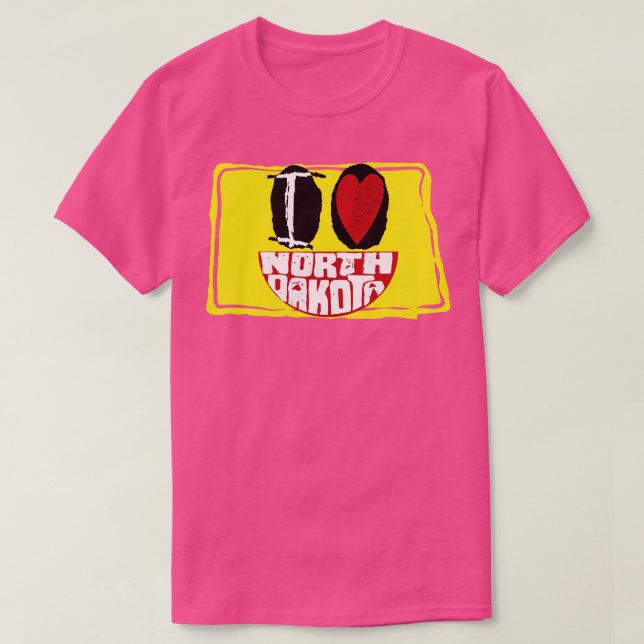 Camiseta Eu Adoro Dakota do Norte Sorrindo Frente Feliz (Frente do Design)