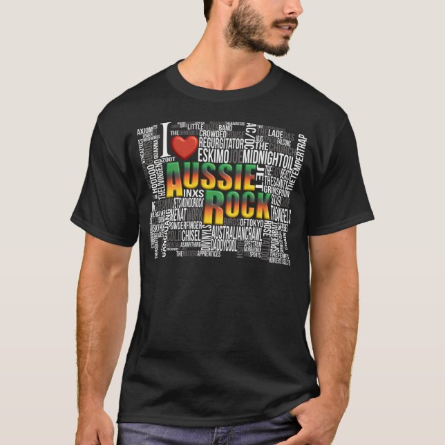 Camiseta Eu Adoro Design de texto De Bandas Aussie Rock Par (Frente)