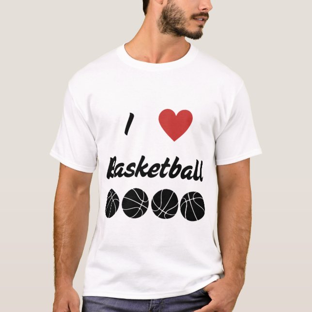 Camiseta Eu adoro Design de texto de basquete (Frente)