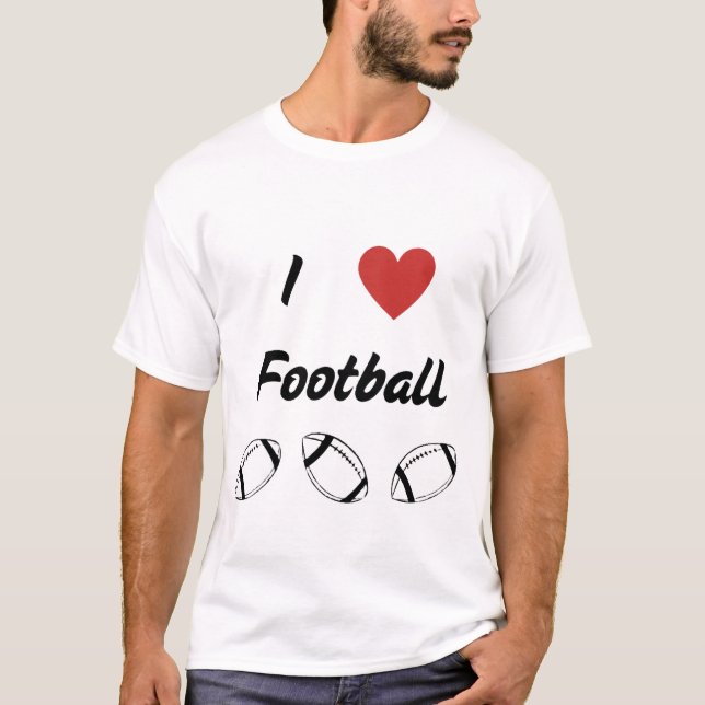 Camiseta Eu adoro Design de texto de futebol (Frente)