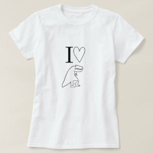 Camiseta Eu Adoro Dinossauros Fofo T-Rex Minimalista