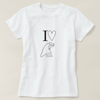 Camiseta Eu Adoro Dinossauros Fofo T-Rex Minimalista