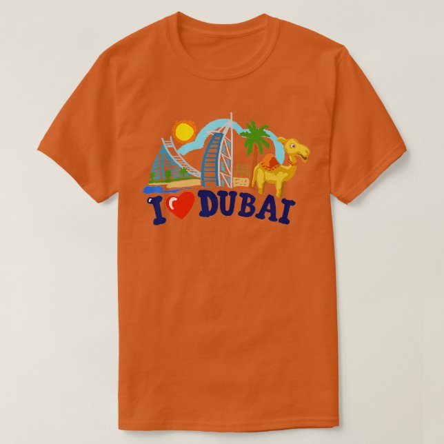 Camiseta Eu adoro Dubai Emirados Árabes Unidos Arranha-céus (Frente do Design)