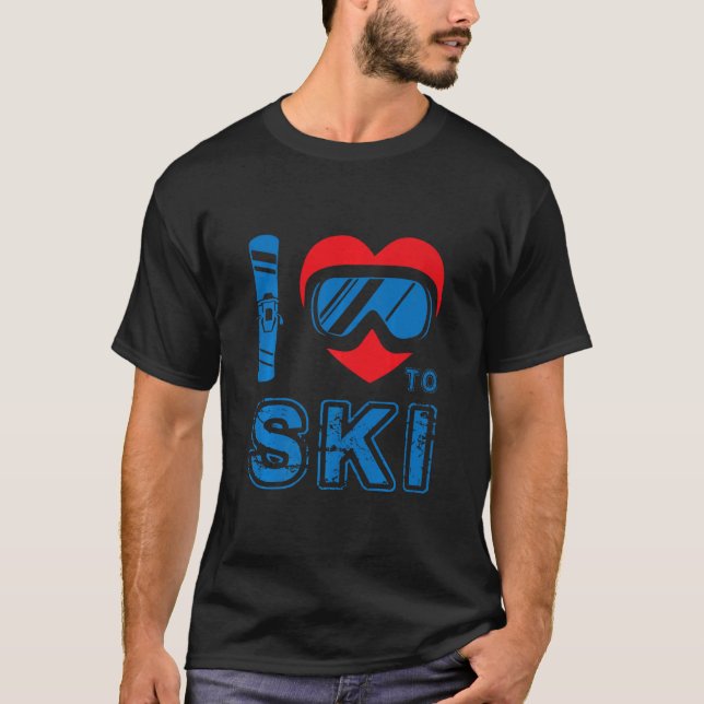Camiseta Eu Adoro Esquiar O Esporte De inverno Snowboard Sk (Frente)