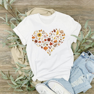 Camiseta Eu Adoro Folhas de Outono e Abóboras de Ação de Gr