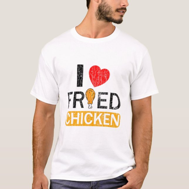 Camiseta Eu Adoro Frango Engraçado Comendo Pão Com Engraçad (Frente)