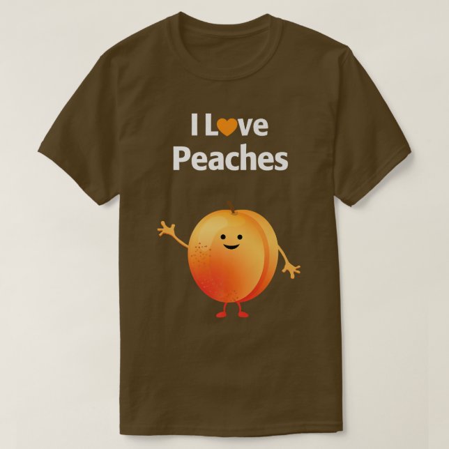 Camiseta Eu adoro Fruta de pêssegos e vegetariana (Frente do Design)