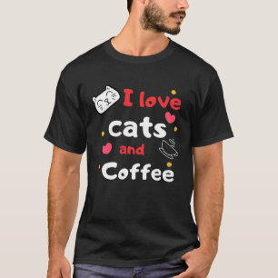 Camiseta Eu adoro gato e café para meninas que amam gatos