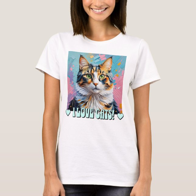 Camiseta Eu Adoro Gatos! (Frente)