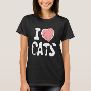 Camiseta Eu Adoro Gatos De Coração Fofo Frio Gato Felino