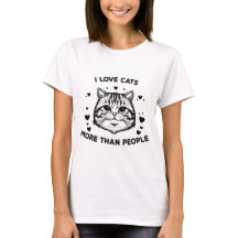 Eu adoro gatos mais do que camiseta-T de mulheres 