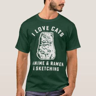 Camiseta Eu Adoro Gatos Ramen Desenhando Gata Mãe