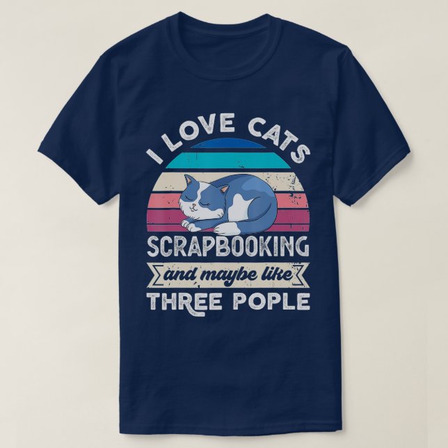 Camiseta Eu adoro Gatos Scrapbooking e três Pessoas  (Frente do Design)
