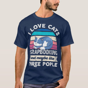 Camiseta Eu adoro Gatos Scrapbooking e três Pessoas