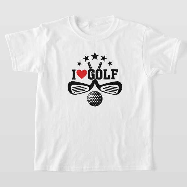 Camiseta Eu adoro Golfe, Golfe Clubs e Golfe Ball (Postura )