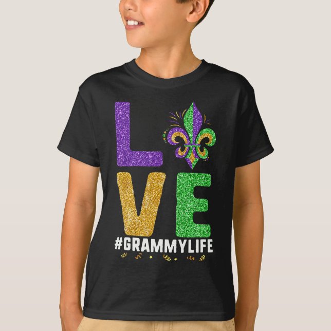 Camiseta Eu Adoro Grammy Life Mardi Gras Grammylife Fleur D (Frente)