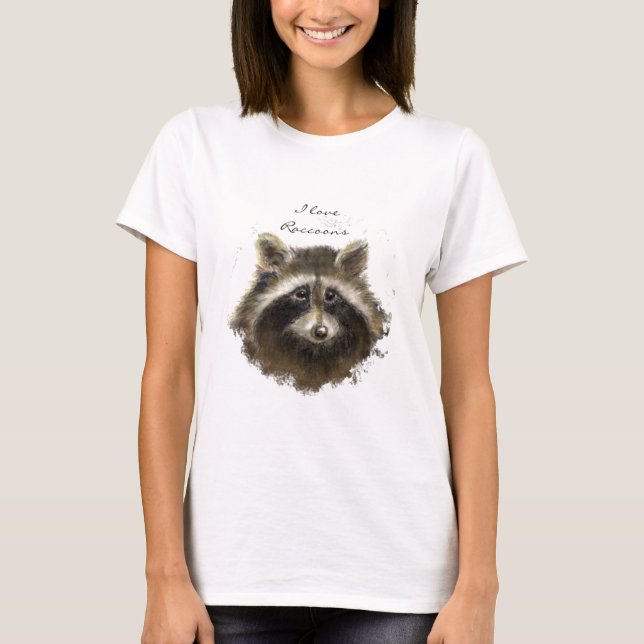 Camiseta Eu adoro guaxinins, citação, coleção de animais bo (Frente)
