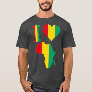 Camiseta Eu adoro Guiné Conakry, bandeira da África Mapa