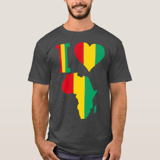 Camiseta Eu adoro Guiné Conakry, bandeira da África Mapa