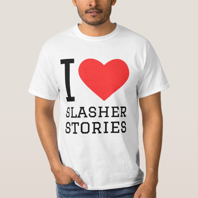 Camiseta Eu adoro histórias de slasher (Frente)