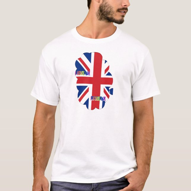 Camiseta Eu adoro Impressão de Arte do Reino Unido (Frente)