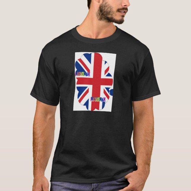 Camiseta Eu adoro Impressão de Arte do Reino Unido (Frente)