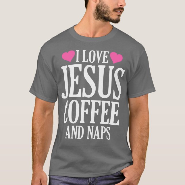 Camiseta Eu adoro Jesus Café e Soneca (Frente)