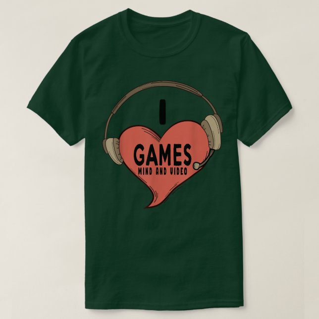 Camiseta Eu adoro jogos da mente e Videos games Namoradas e (Frente do Design)