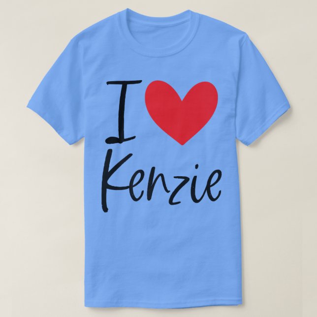 Camiseta Eu adoro Kenzie Name Personalizado Menina Mulher B (Frente do Design)