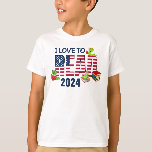 Camiseta EU ADORO LER A bandeira americana 2024 (Frente)