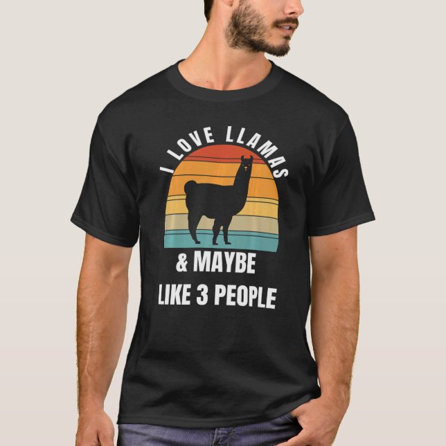 Camiseta Eu adoro lhamas e talvez 3 pessoas (Frente)