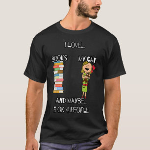 Camiseta Eu Adoro Livros Meu Gato E Talvez 3 Ou 4 Pessoas C