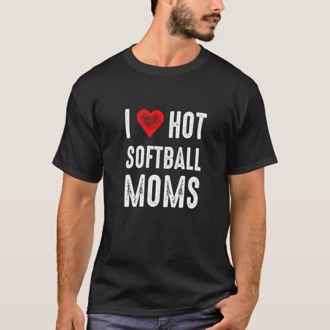 Camiseta Eu adoro Mães de Softball Quente (Frente)