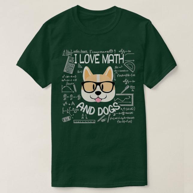 Camiseta Eu Adoro Matemática E Cachorros Mães Matemáticas (Frente do Design)