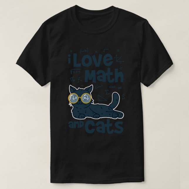Camiseta Eu adoro matemática e gatos (Frente do Design)