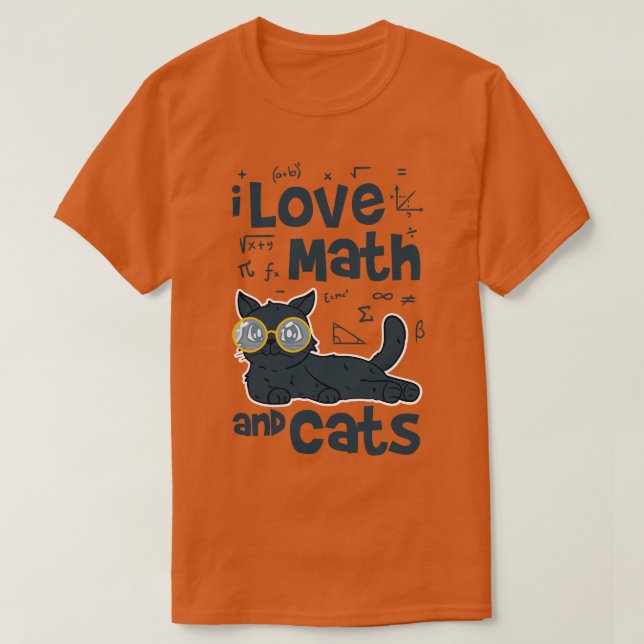 Camiseta Eu adoro matemática e gatos (Frente do Design)