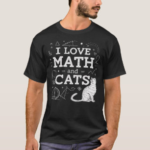 Camiseta Eu Adoro Matemática E Gatos Engraçados No Ensino D