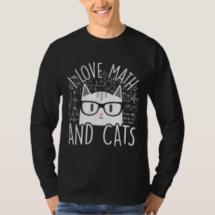 Camiseta Eu Adoro Matemática E Gatos Gatinhos Bonitos