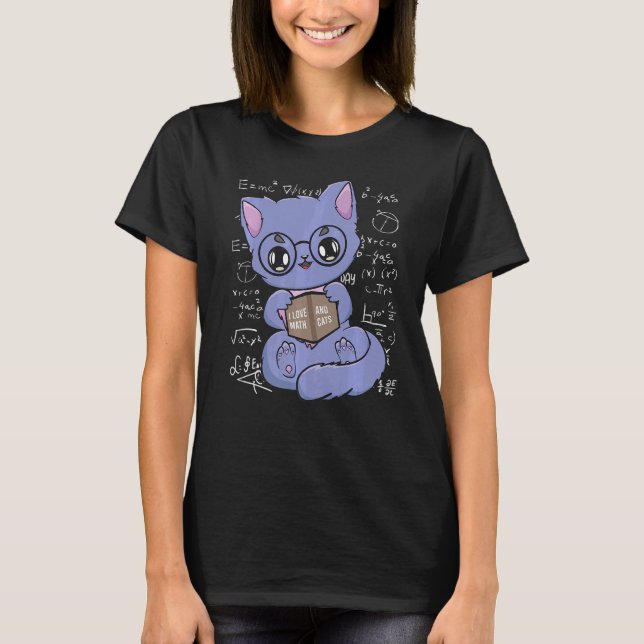 Camiseta Eu Adoro Matemática E Gatos Matemáticos Felinos De (Frente)