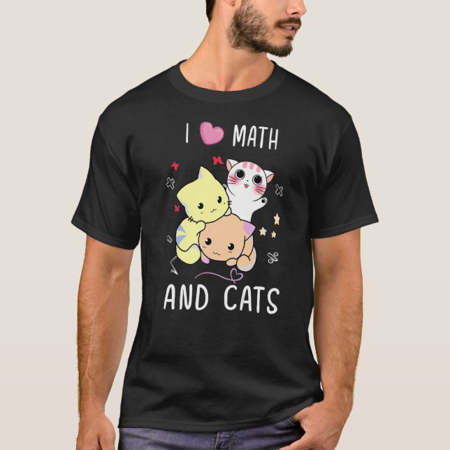 Camiseta Eu Adoro Matemática E Gatos Matemáticos Formam Núm (Frente)