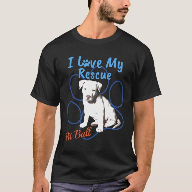 Camiseta Eu Adoro Meu Cachorro De Salvamento Touro Legal Ad (Frente)