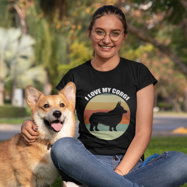 Camiseta Eu adoro meu corgi, fofo, retrógrado, cão solteiro (Criador carregado)