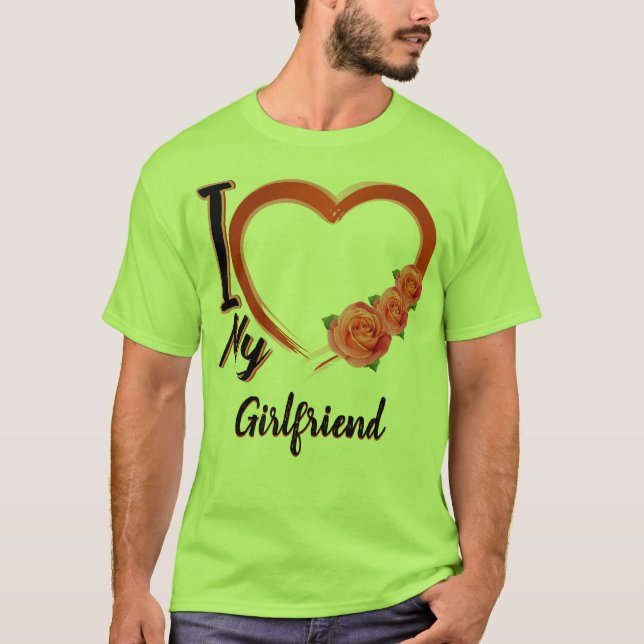 Camiseta Eu adoro meu namorada - personalizado - presente T (Frente)