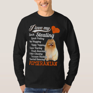 Camiseta Eu Adoro Minha Meia Roubando Lâmina Puxando Pomerâ
