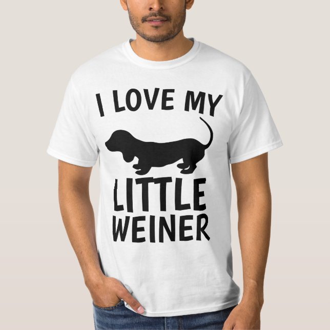 Camiseta EU ADORO MINHA PEQUENA T-Shirts DE CACHORRO WEINER (Frente)