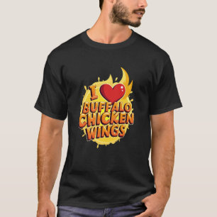 Camiseta Eu Adoro Molho BBQ de Asa Quente de Frango Buffalo