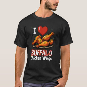 Camiseta Eu Adoro Molho de Asa Quente BBQ de Asa de Frango