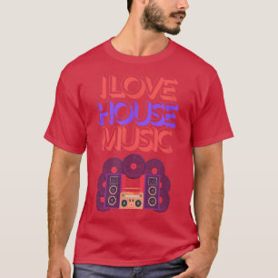 Camiseta Eu Adoro Música House! Retro de Vintage de Onda de