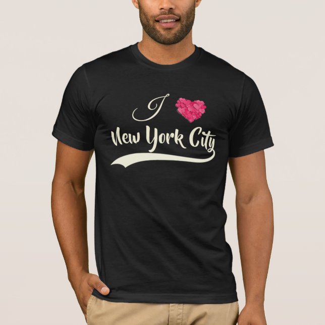 Camiseta Eu Adoro Nova Iorque. T-Shirt Personalizado (Frente)
