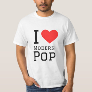 Camiseta Eu adoro o adesivo pop quadrado moderno